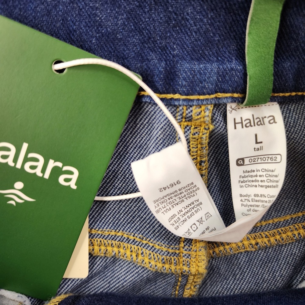 Halara Wide Leg Jeans Womens Large Tall Blue Denim Crossover Waist NWT 02710762 - Picture 7 of 11